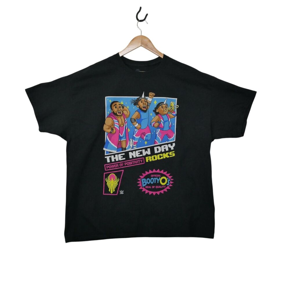 WWE The New Day 8 Bit "Power Of Positivty Rocks" Graphic Tshirt Mens XXL